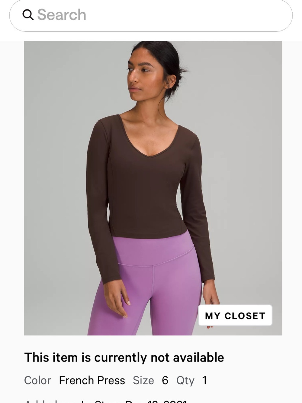Lululemon Align Long Sleeve Top - French Press